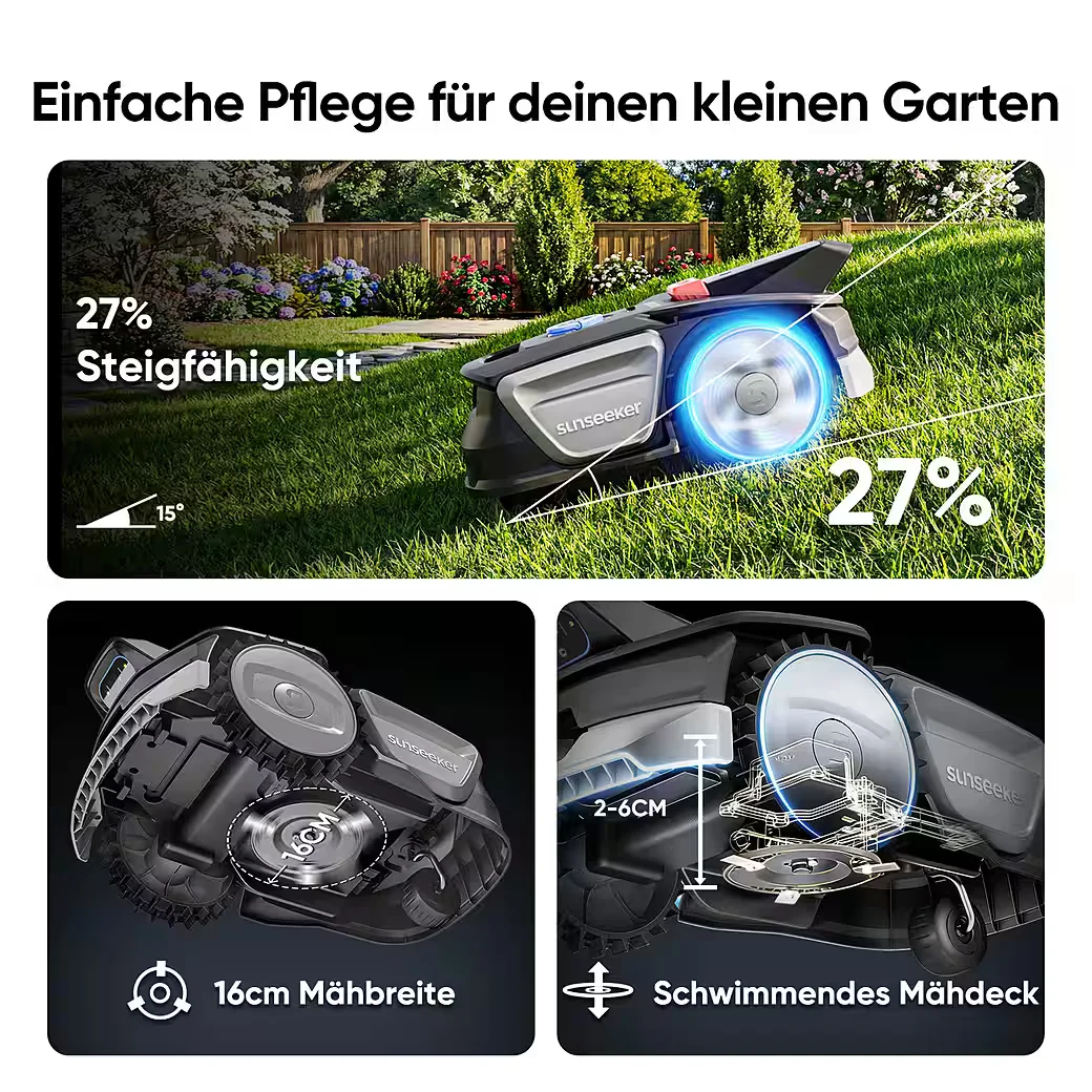 SUNSEEKER Rasenmähroboter V1 für automatische Rasenpflege