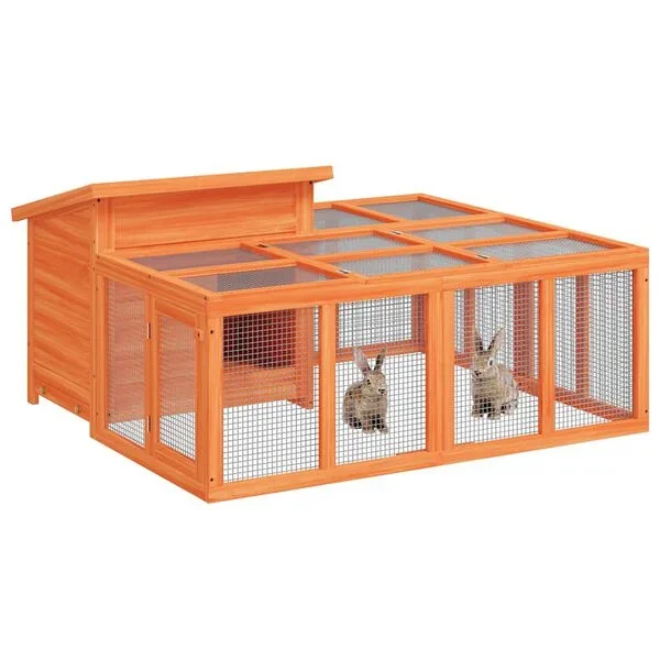 vidaXL Kaninchenstall Braun 144x123x67 cm Massivholz Kiefer Garten