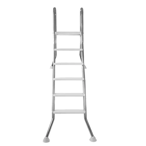 Poolleiter EVOLUTION für teilversenkte Becken mit Plattform - V2A 1 x 5 Stufen + 1 Stufe