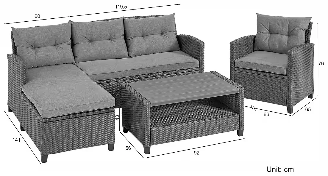 Gartenlounge Set Cordoba Outdoor Sitzgruppe für Terrasse