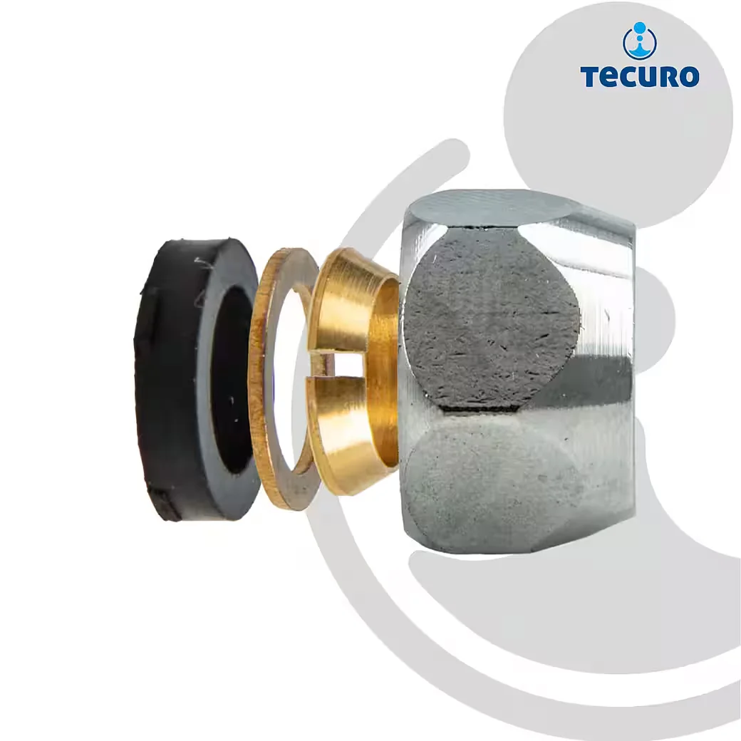 TECURO Gewindefitting Quetschverschraubung verchromt Ø8 mm x 1/2 ÜWM