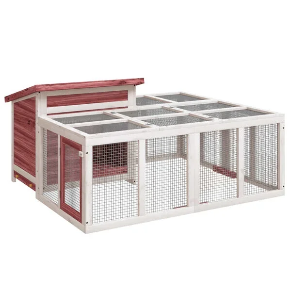vidaXL Kaninchenstall Mokka 144x123x67 cm Massivholz Kiefer Outdoor
