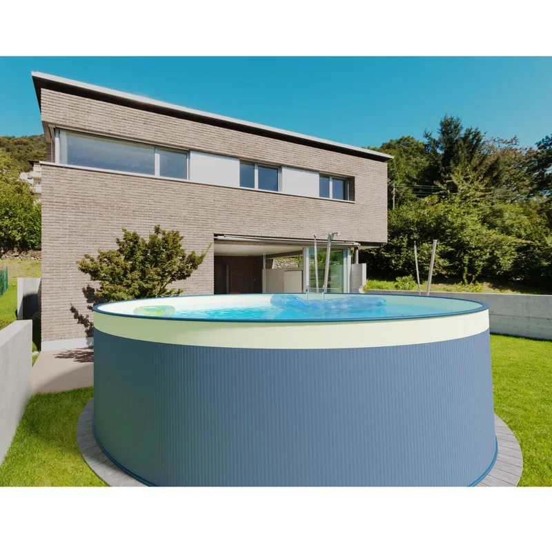 Stahlwandpool rund 450x120cm 0,4mm anthrazit Folie 0,3mm sand overlap