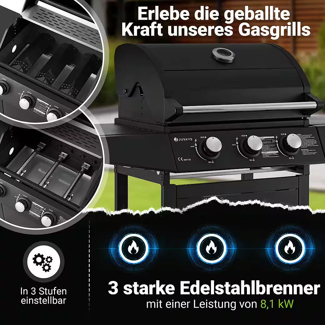 JUSKYS Gasgrill Louisiana BBQ Grillwagen Outdoor