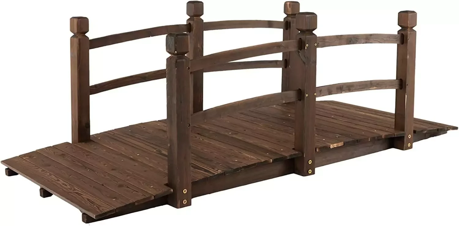 COSTWAY Zierbrücke Gartenbrücke Holz 171 x 76,5 x 58,5 cm bis 180 kg