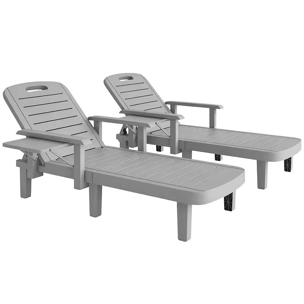 Gartenliege Seitentisch Holzoptik 5 Fach verstellbare Lehne Outdoor