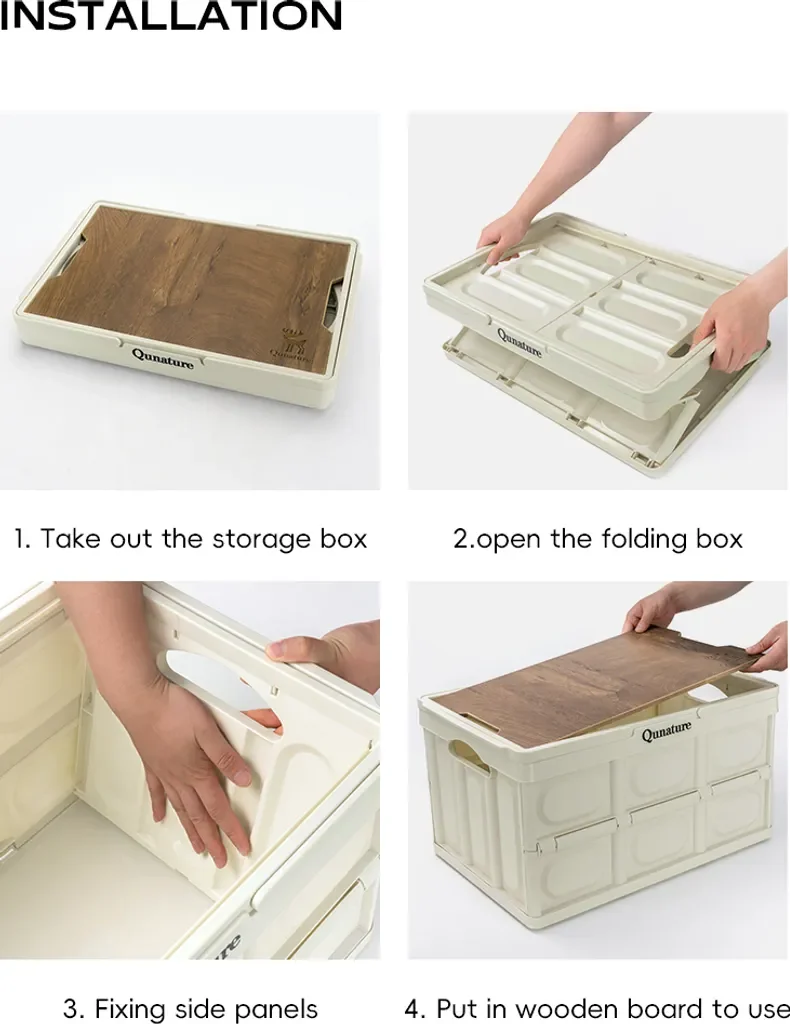 Qunature Campingbox 55L faltbar mit Deckel Aufbewahrungsbox Tragegriff