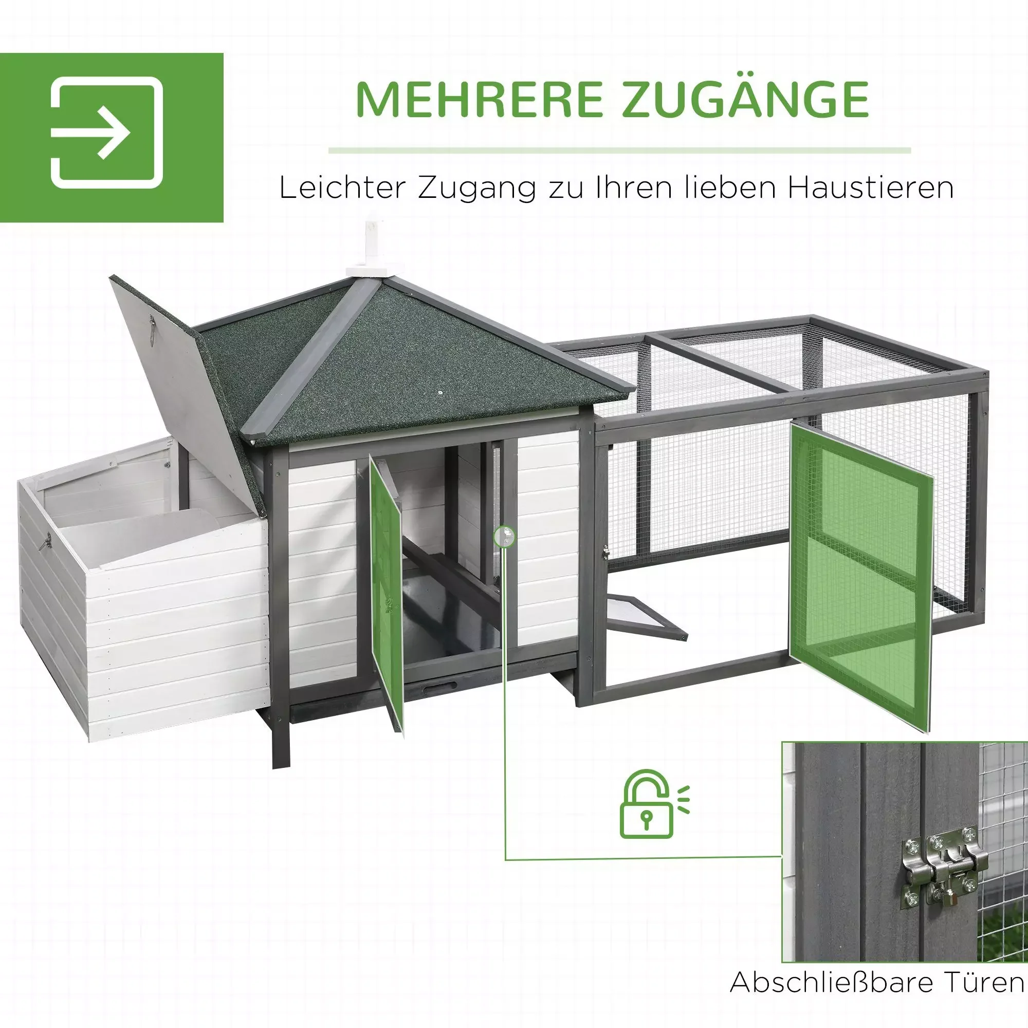 PawHut Hühnerstall Zwerghühnerstall BxTxH 196x76x97 cm wetterfest