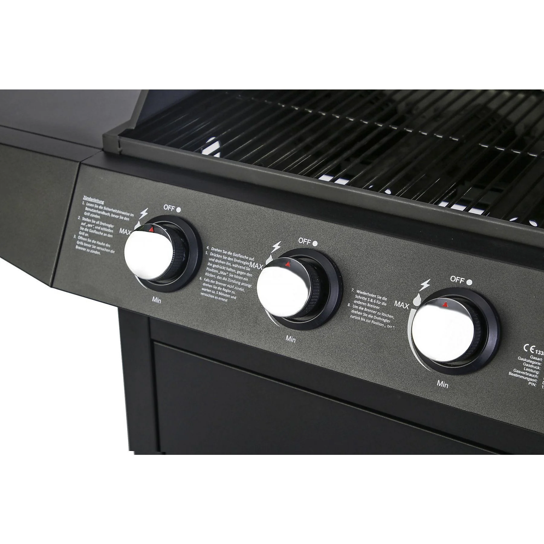 EL FUEGO AY 0581 San Angelo 3 Gasgrill Schwarz 8400 Watt BBQ