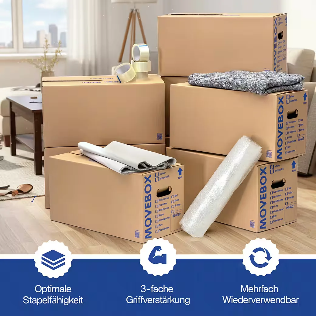 KK VERPACKUNGEN Movebox 2-welliger Umzugskarton 10er-Set 40kg Braun