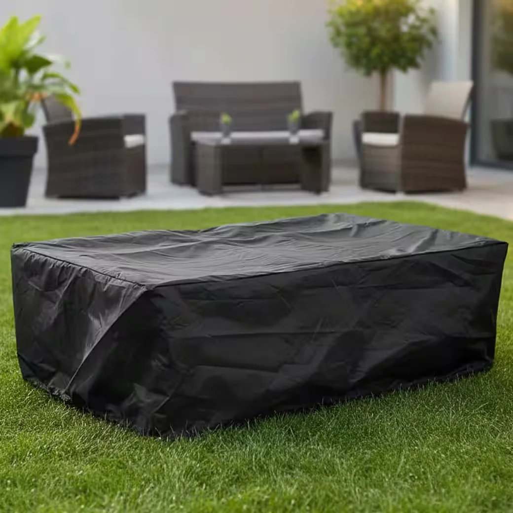 FEEL2HOME Gartenmöbel-Schutzhülle 132x132x80 Schwarz Rattan Plane