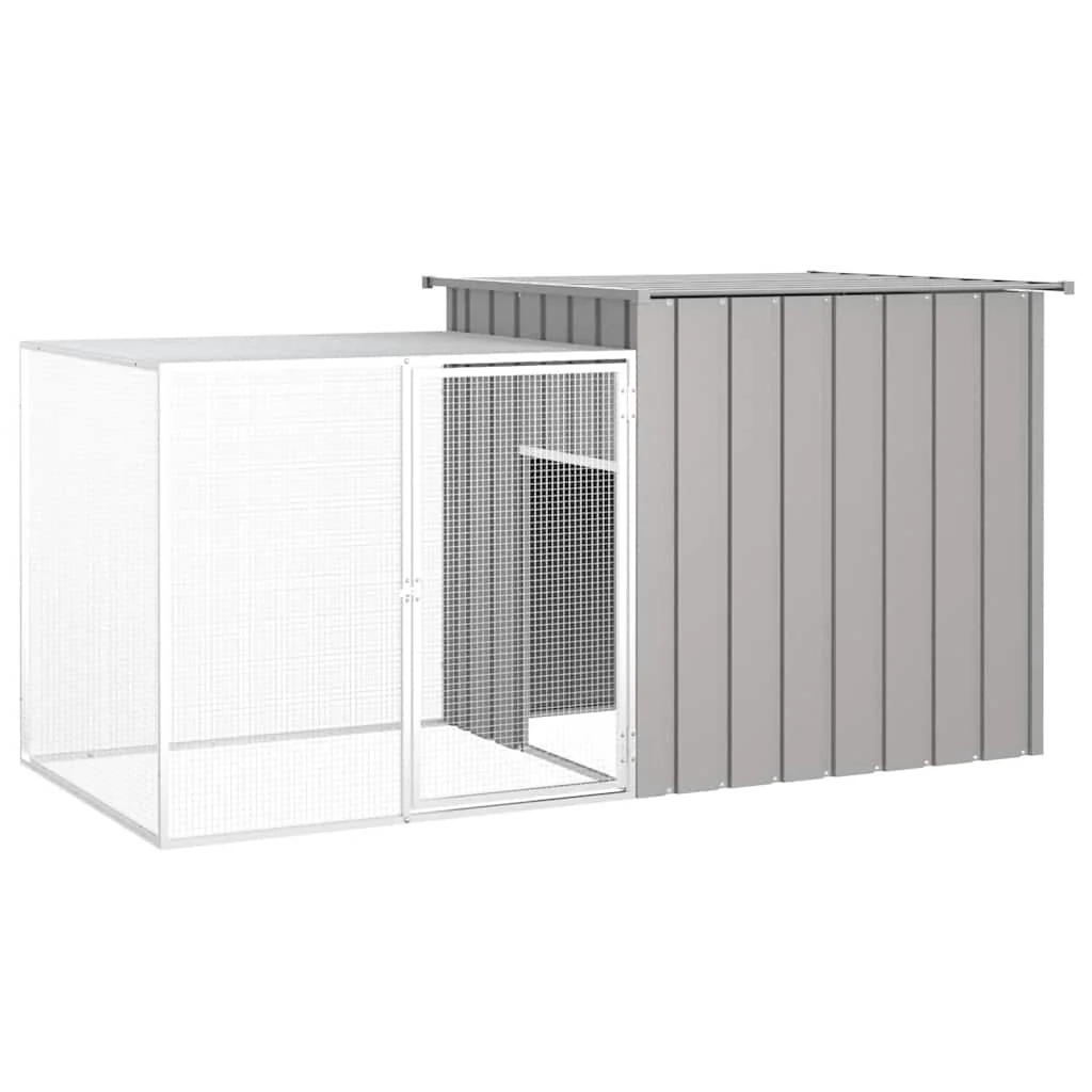 vidaXL Hühnerkäfig Grau 200x91x100 cm Verzinkter Stahl Außengehege