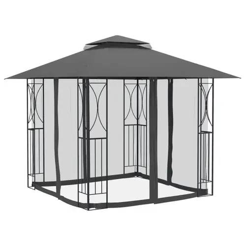 vidaXL Garten Pavillon mit Seitenwänden Anthrazit 300x300x270 cm Stahl