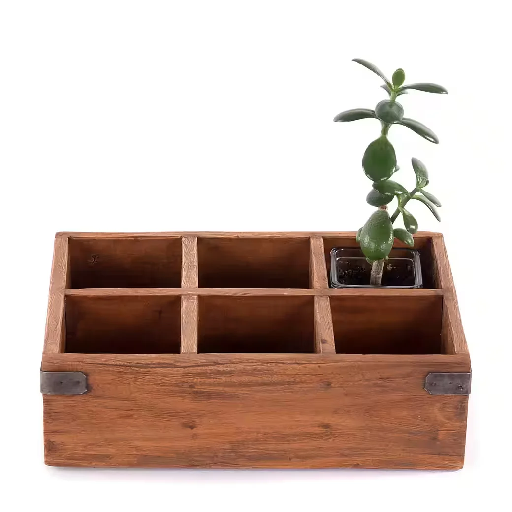 DESIGN DELIGHTS Stiftehalter LARGO Altholz massiv 6 Fächer Organizer