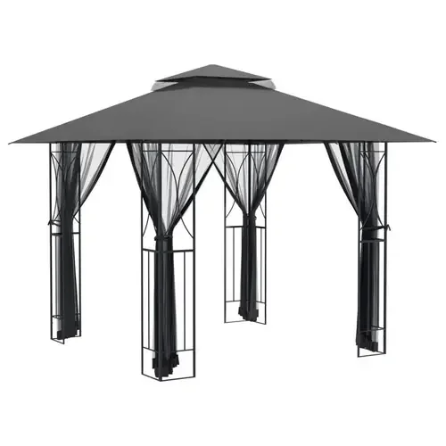 vidaXL Garten Pavillon mit Seitenwänden Anthrazit 300x300x270 cm Stahl