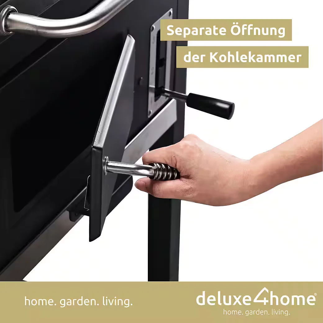 Holzkohlegrill Grillwagen XXL mit Deckel und Seitenablage rollbar BBQ