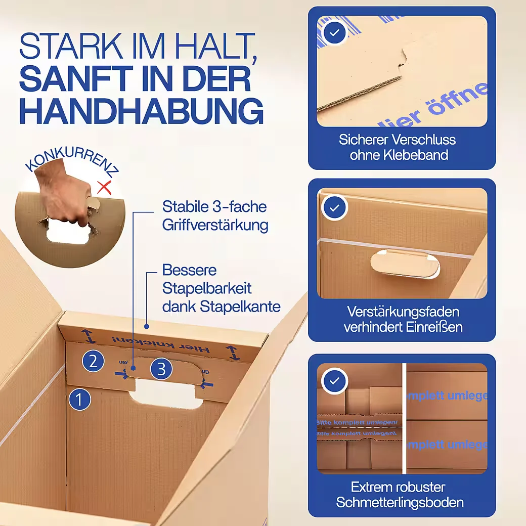KK VERPACKUNGEN Movebox 2-welliger Umzugskarton 10er-Set 40kg Braun