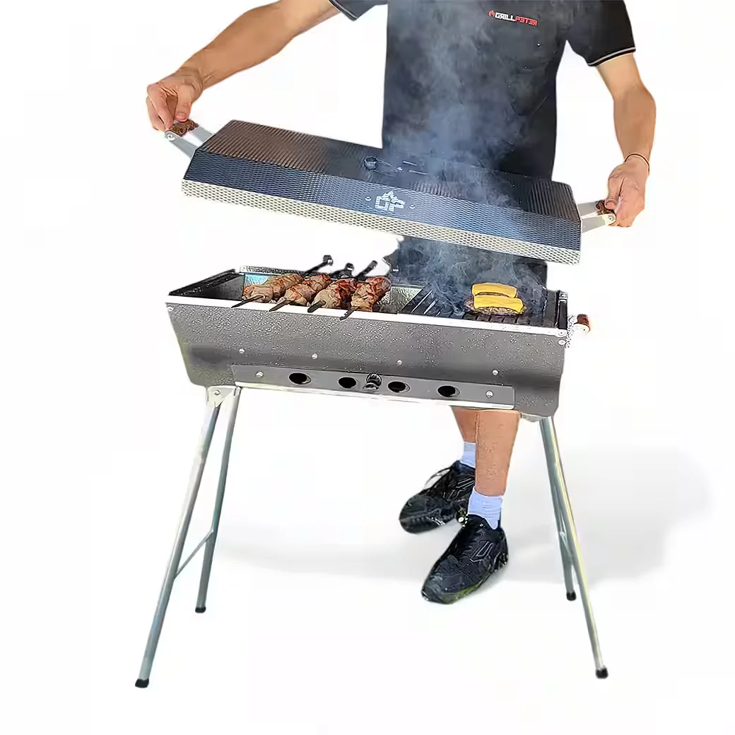 Holzkohlegrill Schaschlikgrill Astana Deluxe Edelstahl rostfrei