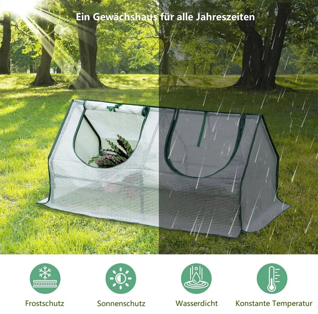 WOLTU Foliengewächshaus 120x60x60 cm mit aufrollbaren Fenstern