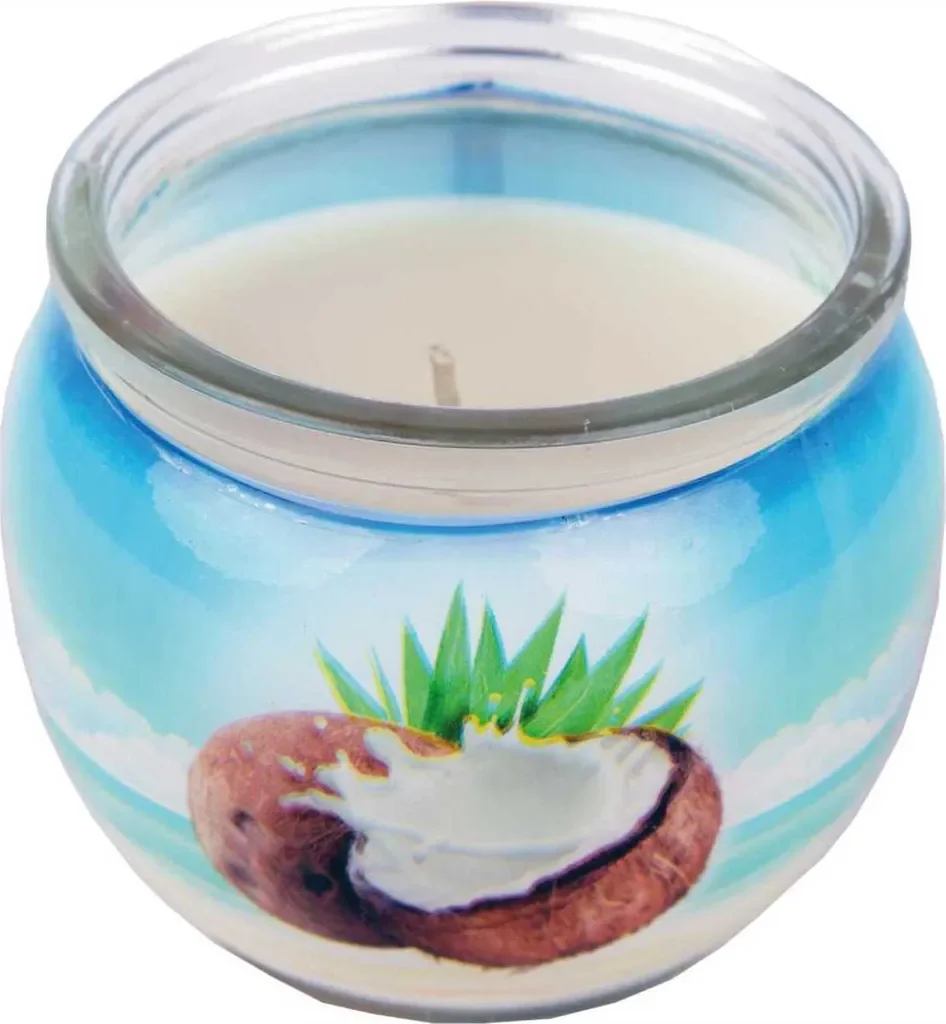 Duftkerze Motiv im Glas Coconut lange Brenndauer angenehmer Duft