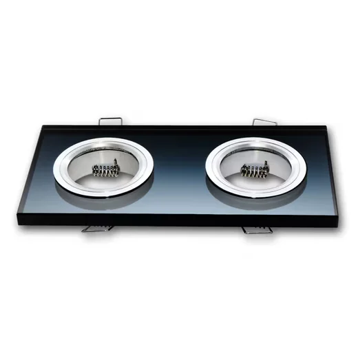 GTV LED Einbaustrahler Doppel Einbaurahmen Glas schwarz GU10 178x90mm