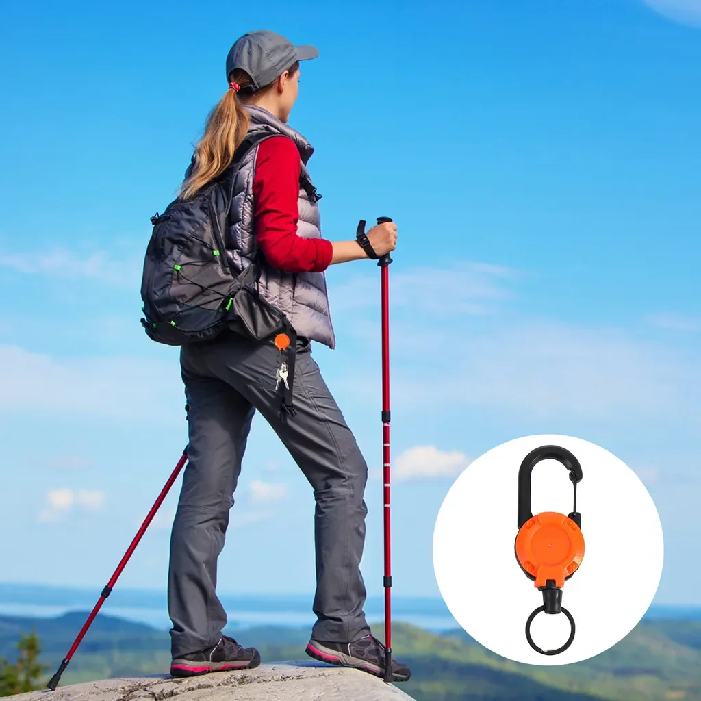 Einziehbarer Schlüsselbund Karabiner Ausweishalter robust Clip weiß