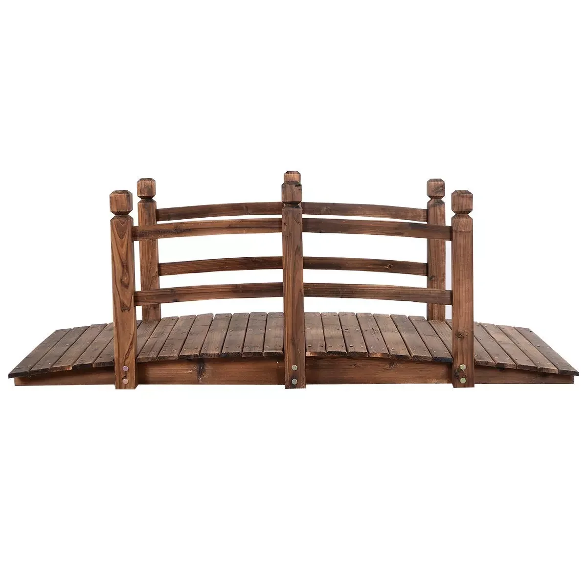 COSTWAY Gartenbrücke Holzbrücke Zierbrücke Teich 150 x 67 x 55 cm