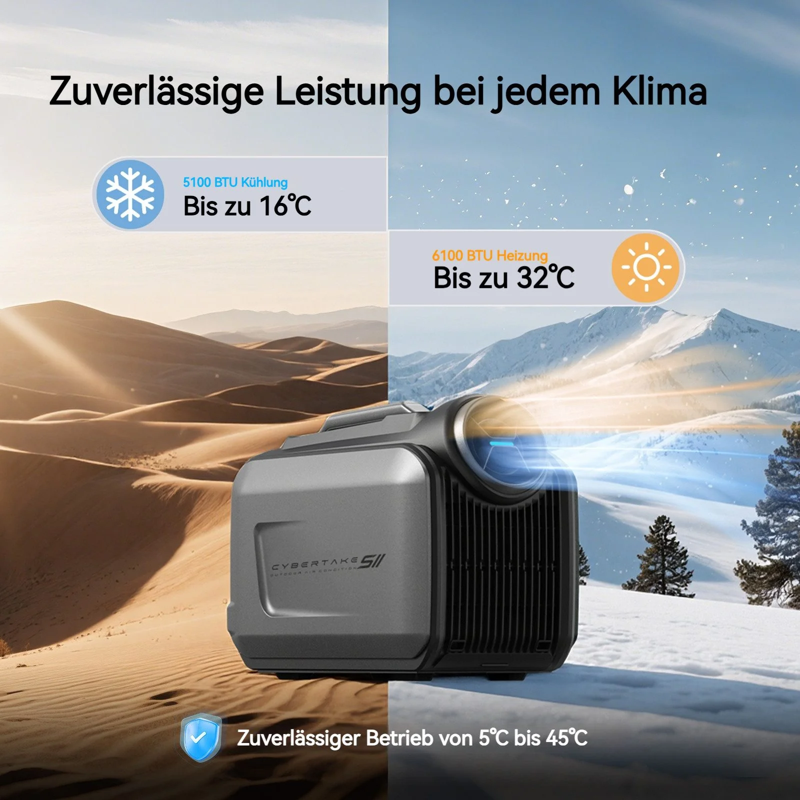 S2Pro mobiles Outdoor Klimagerät 4 in 1 mit 0-12 h Timer