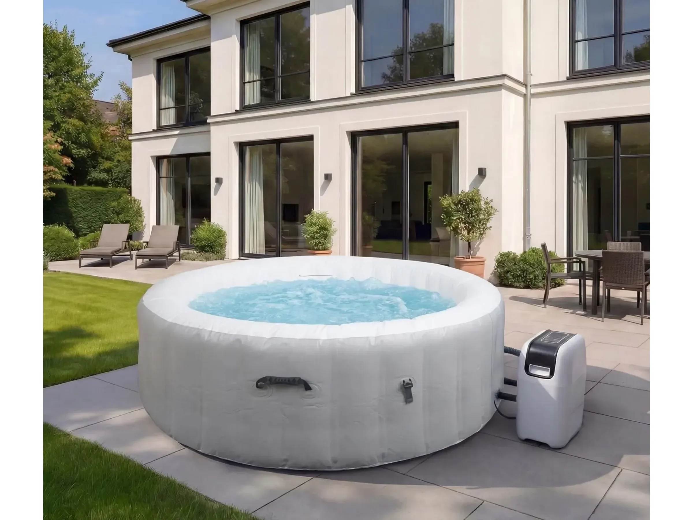MCW Whirlpool N97 4 Personen heizbar aufblasbar 180 cm grau weiß Spa