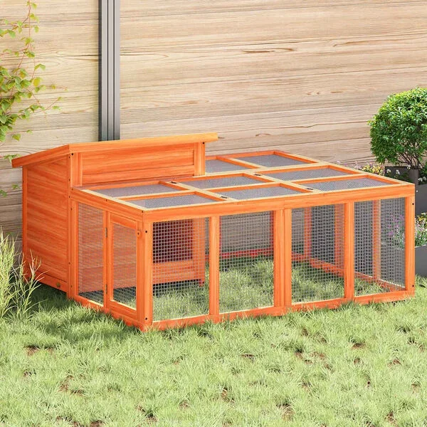vidaXL Kaninchenstall Braun 144x123x67 cm Massivholz Kiefer Garten
