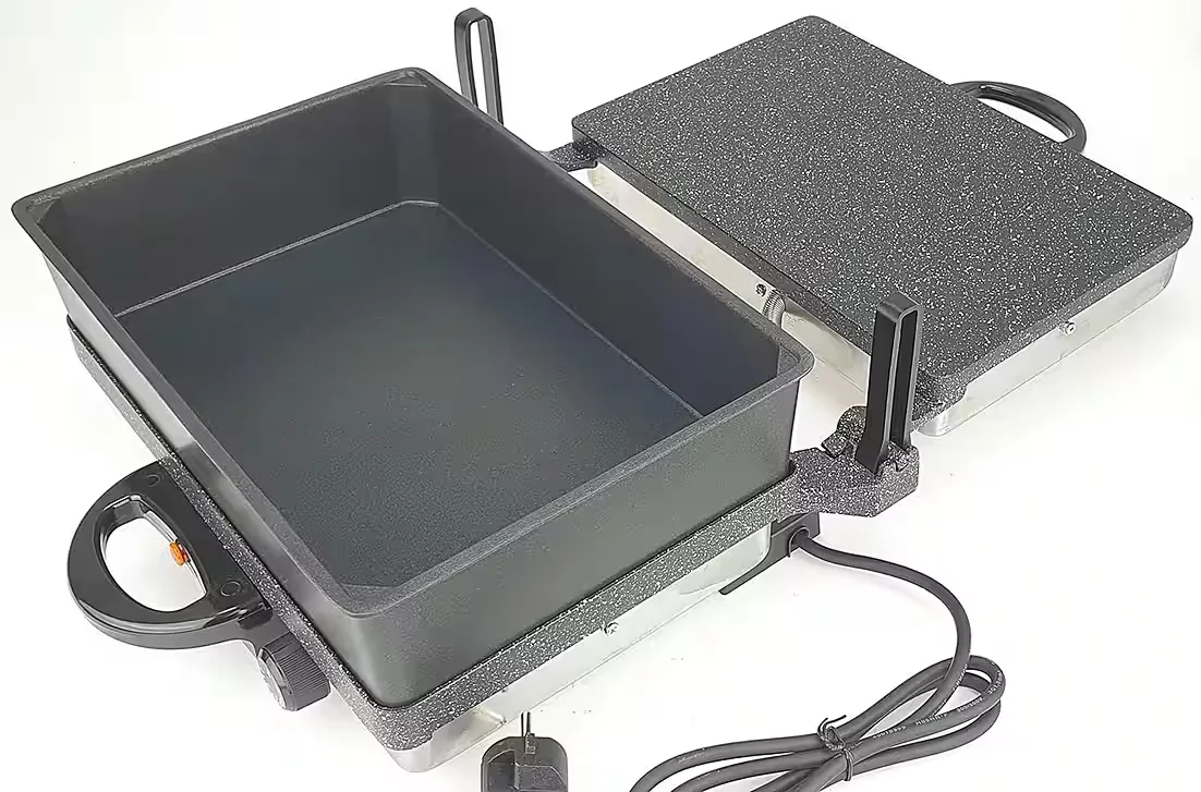 Kontaktgrill Granit mit Kasserolle elektrisch Tischgrill