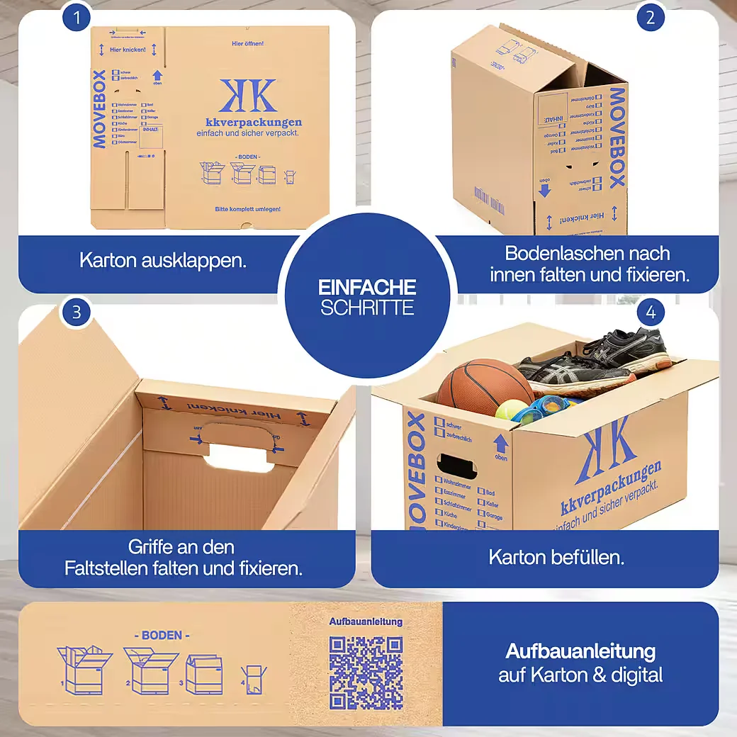 KK VERPACKUNGEN Movebox 2-welliger Umzugskarton 10er-Set 40kg Braun