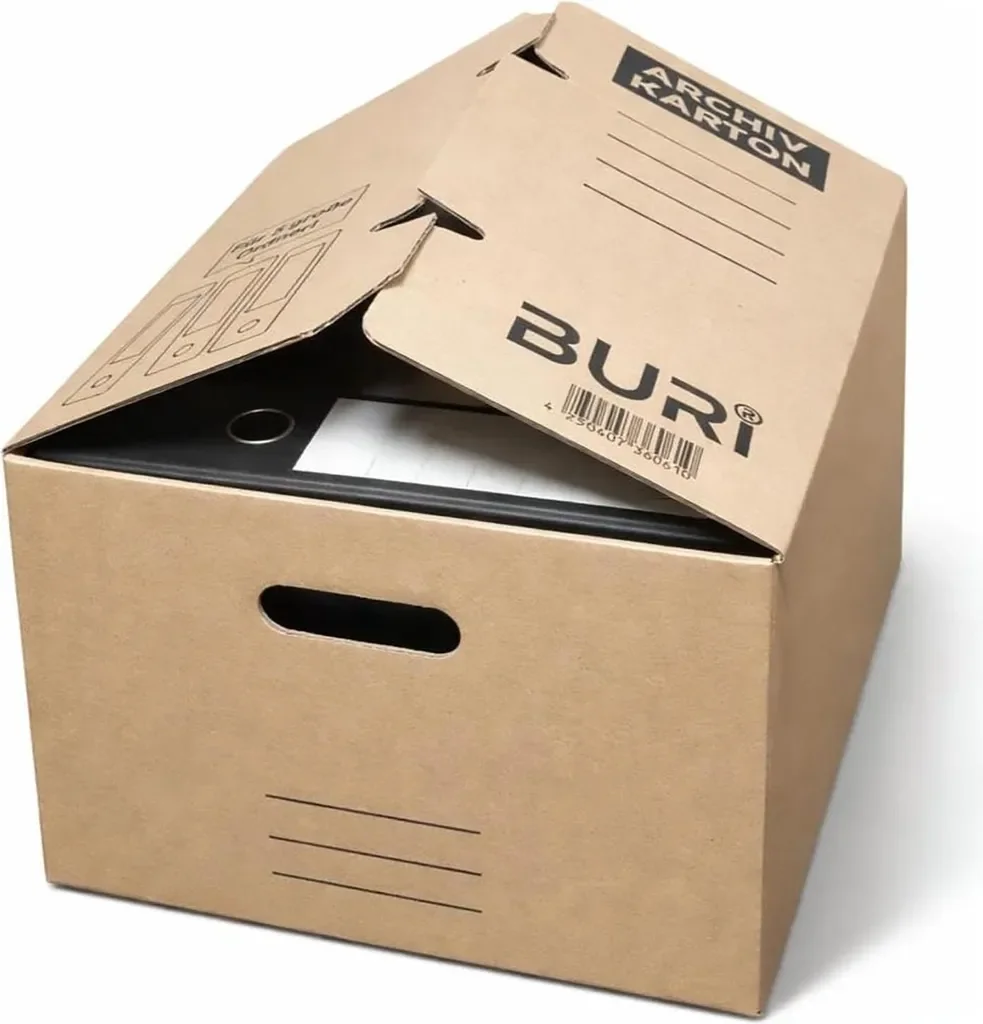 BURI Archivkarton Archivbox für 5 A4 Ordner, stapelbar 30 kg