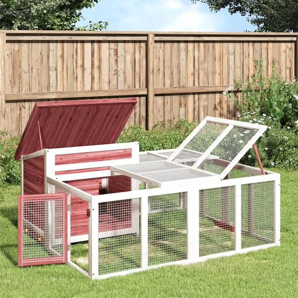 vidaXL Kaninchenstall Mokka 144x123x67 cm Massivholz Kiefer Outdoor