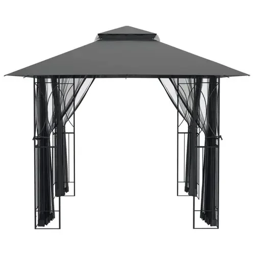 vidaXL Garten Pavillon mit Seitenwänden Anthrazit 300x300x270 cm Stahl