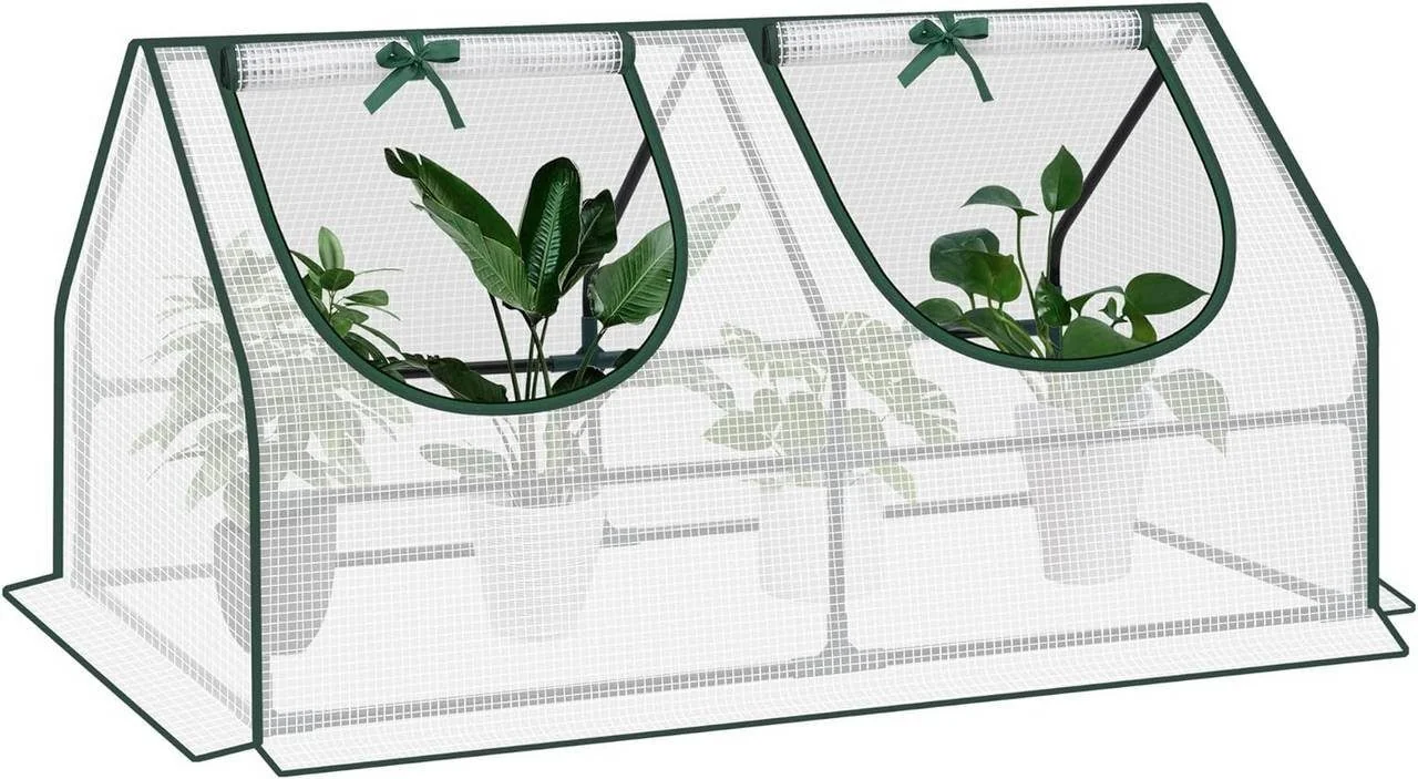 WOLTU Foliengewächshaus 120x60x60 cm mit aufrollbaren Fenstern