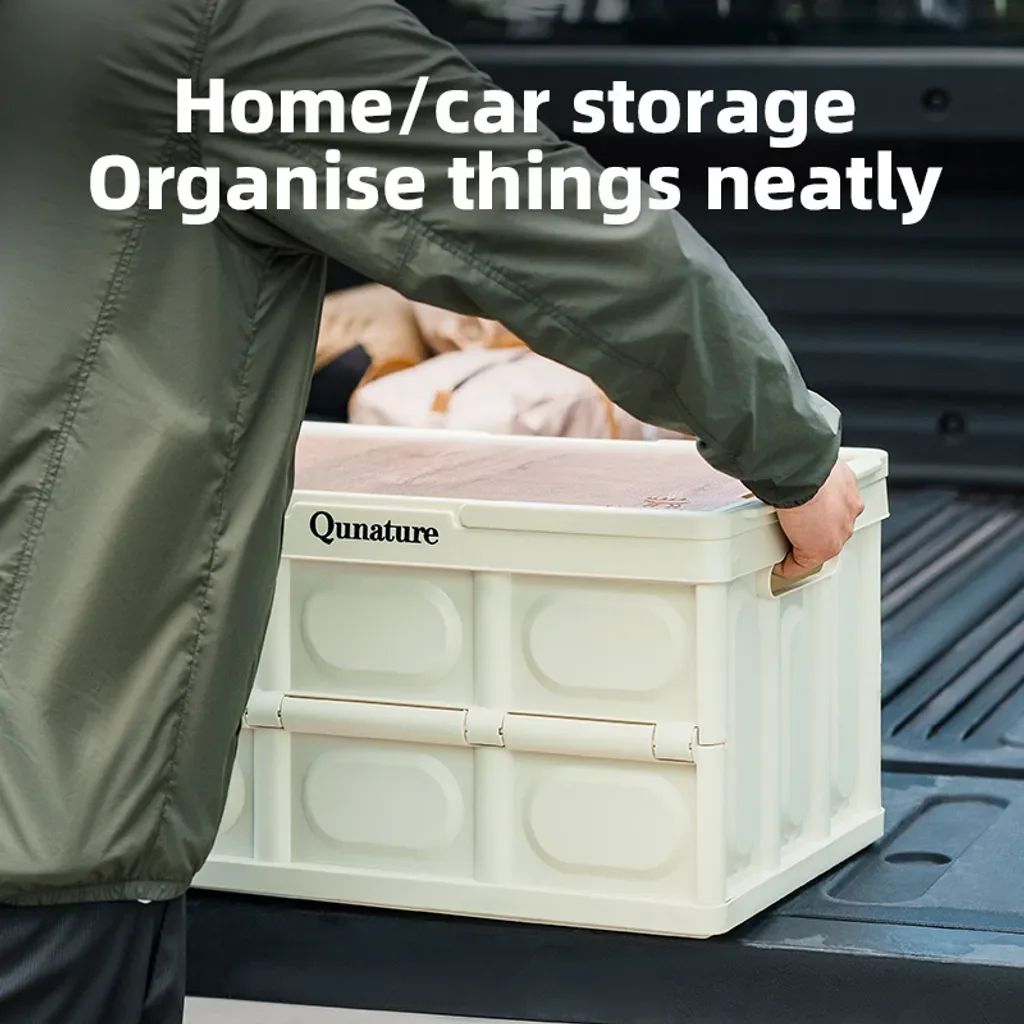 Qunature Campingbox 55L faltbar mit Deckel Aufbewahrungsbox Tragegriff