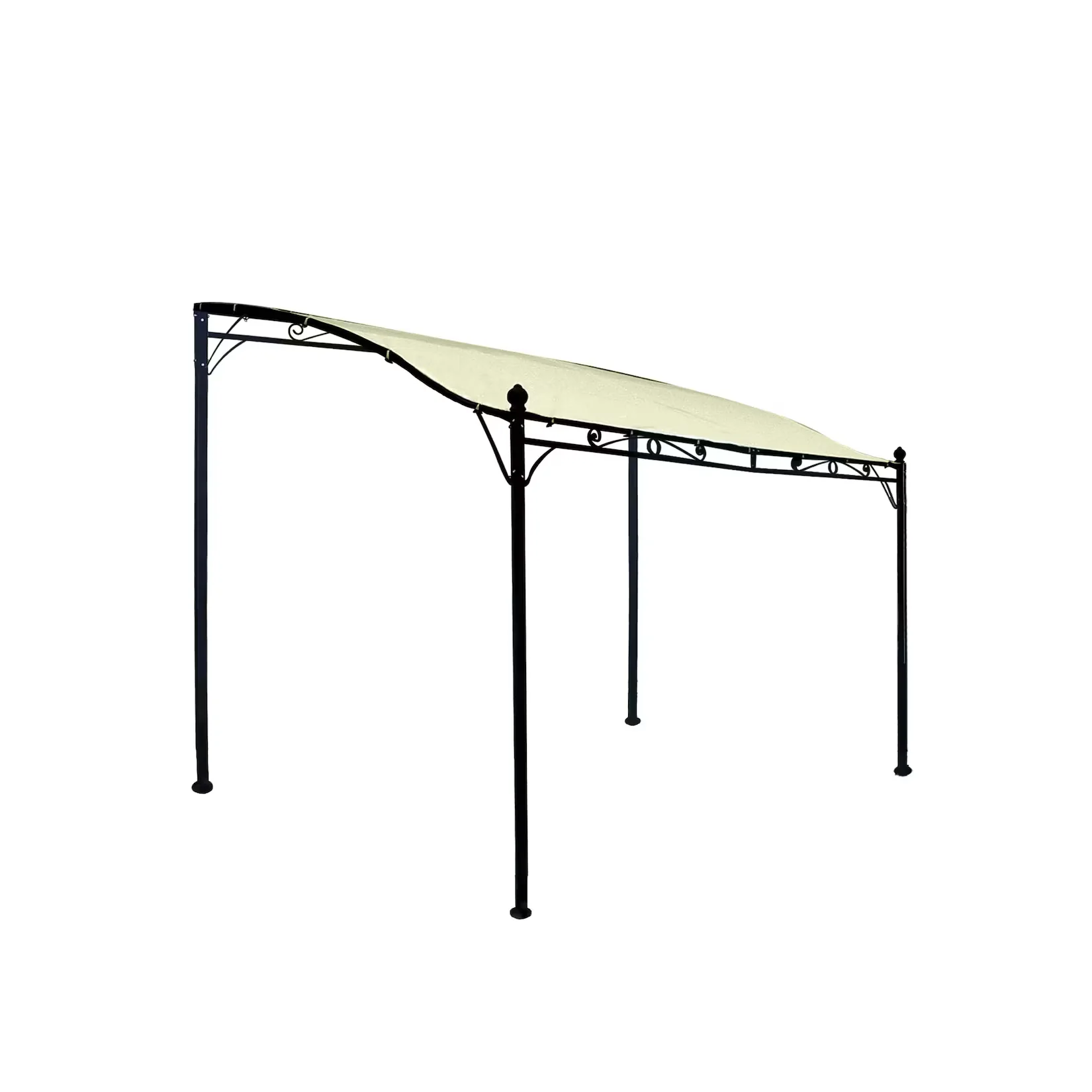 DEGAMO Anbaupavillon MANTOVA 3x2,5 Meter, Stahl dunkel, Plane PVC-beschichtet écru