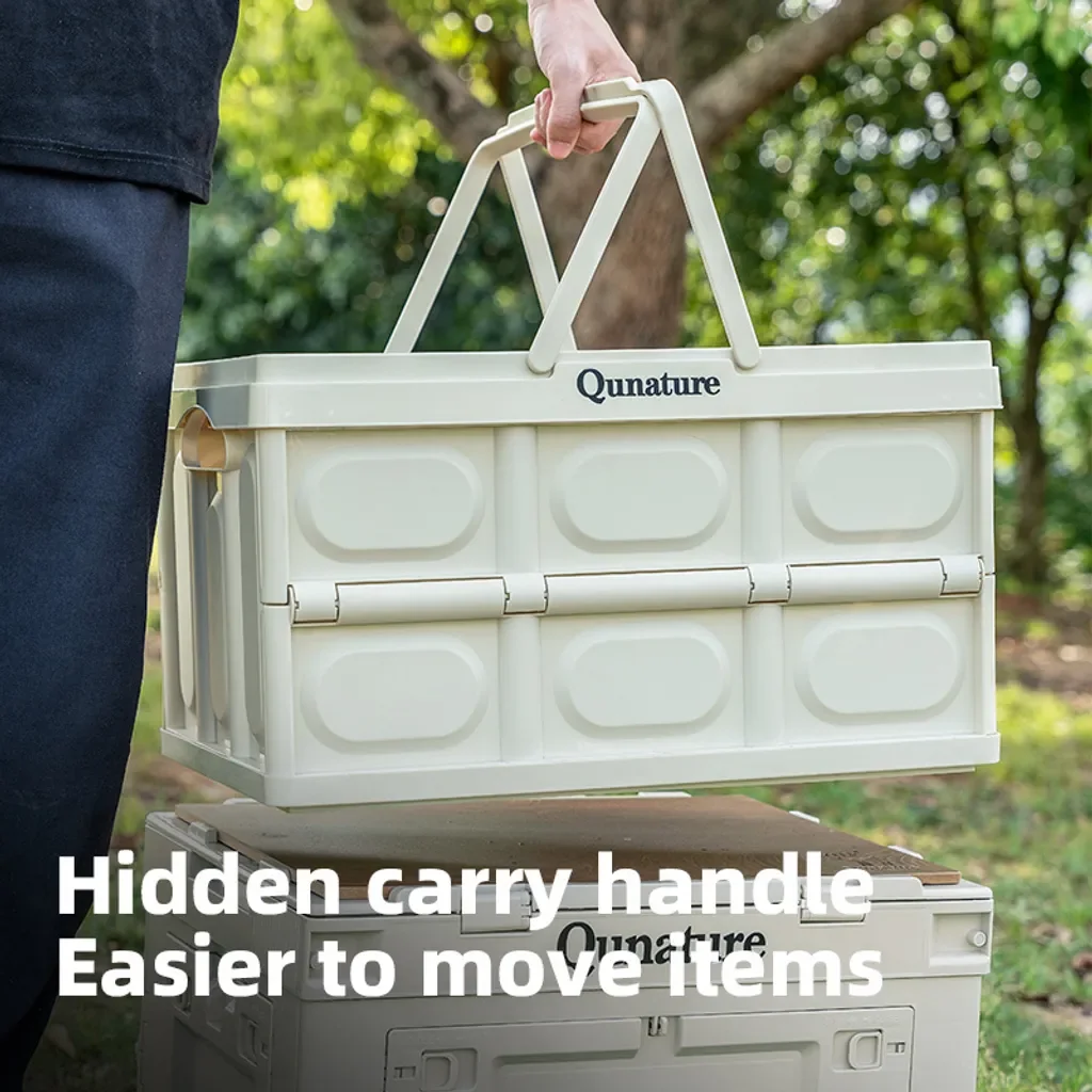 Qunature Campingbox 55L faltbar mit Deckel Aufbewahrungsbox Tragegriff