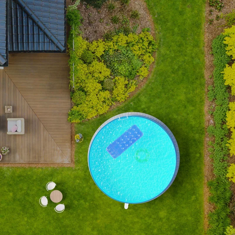 Stahlwandpool rund 300x90cm, Stahl 0,3mm anthrazit, Folie 0,2mm sand, overlap