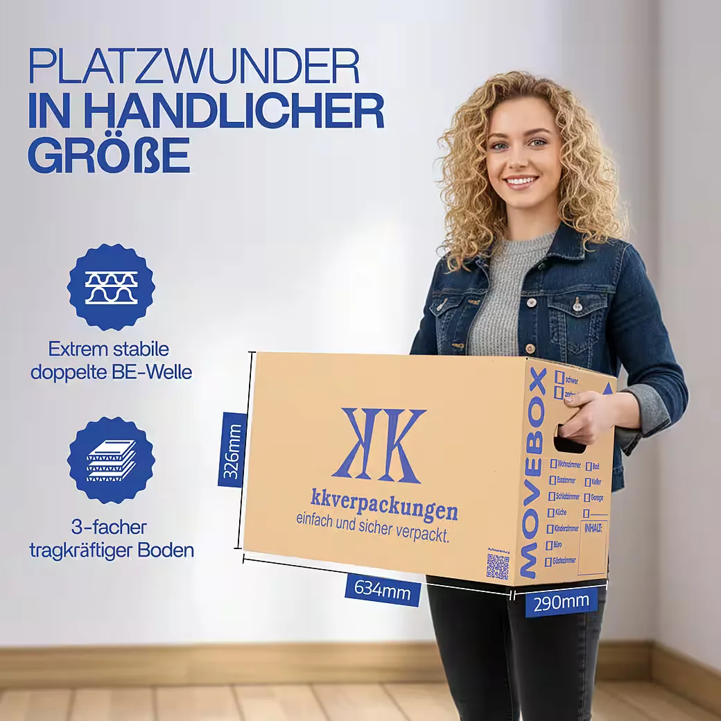 KK VERPACKUNGEN Movebox 2-welliger Umzugskarton 10er-Set 40kg Braun