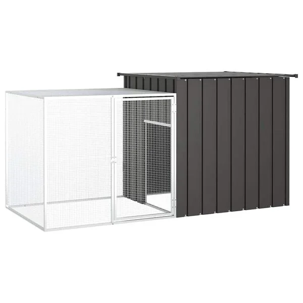 vidaXL Hühnerkäfig Anthrazit 200x91x100 cm Verzinkter Stahl Voliere