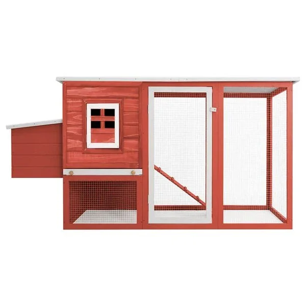 vidaXL Garten Hühnerstall mit 1 Legenest Rot Holz Hühnerhaus