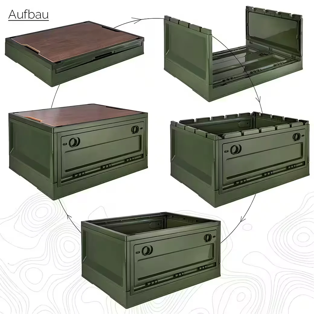 Faltbox Storage Box 35 L Camping Klappkiste faltbar 47x35x24 cm Grün
