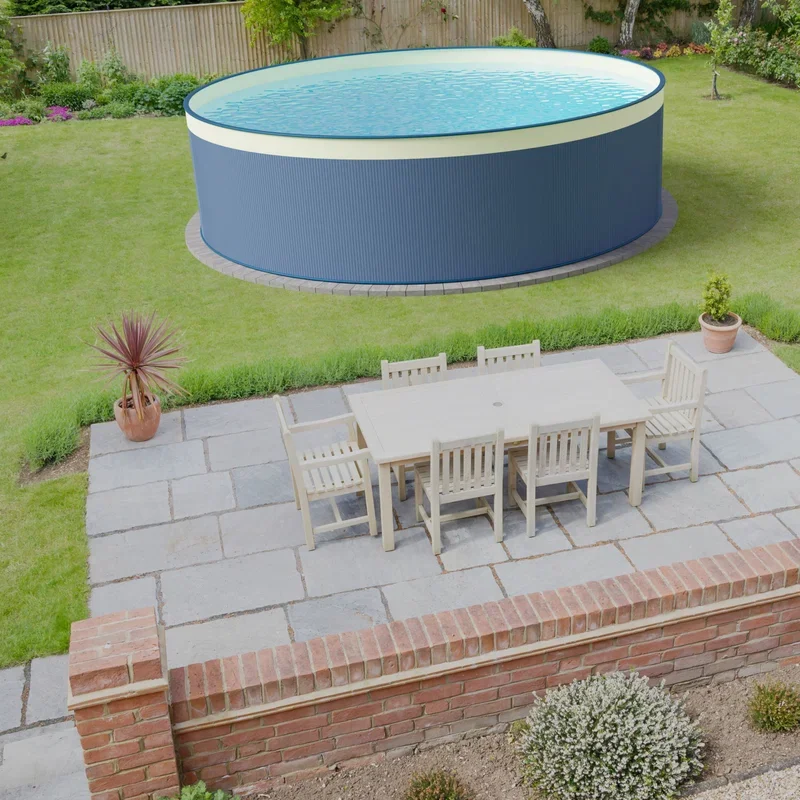 Stahlwandpool rund 450x120cm 0,4mm anthrazit Folie 0,3mm sand overlap