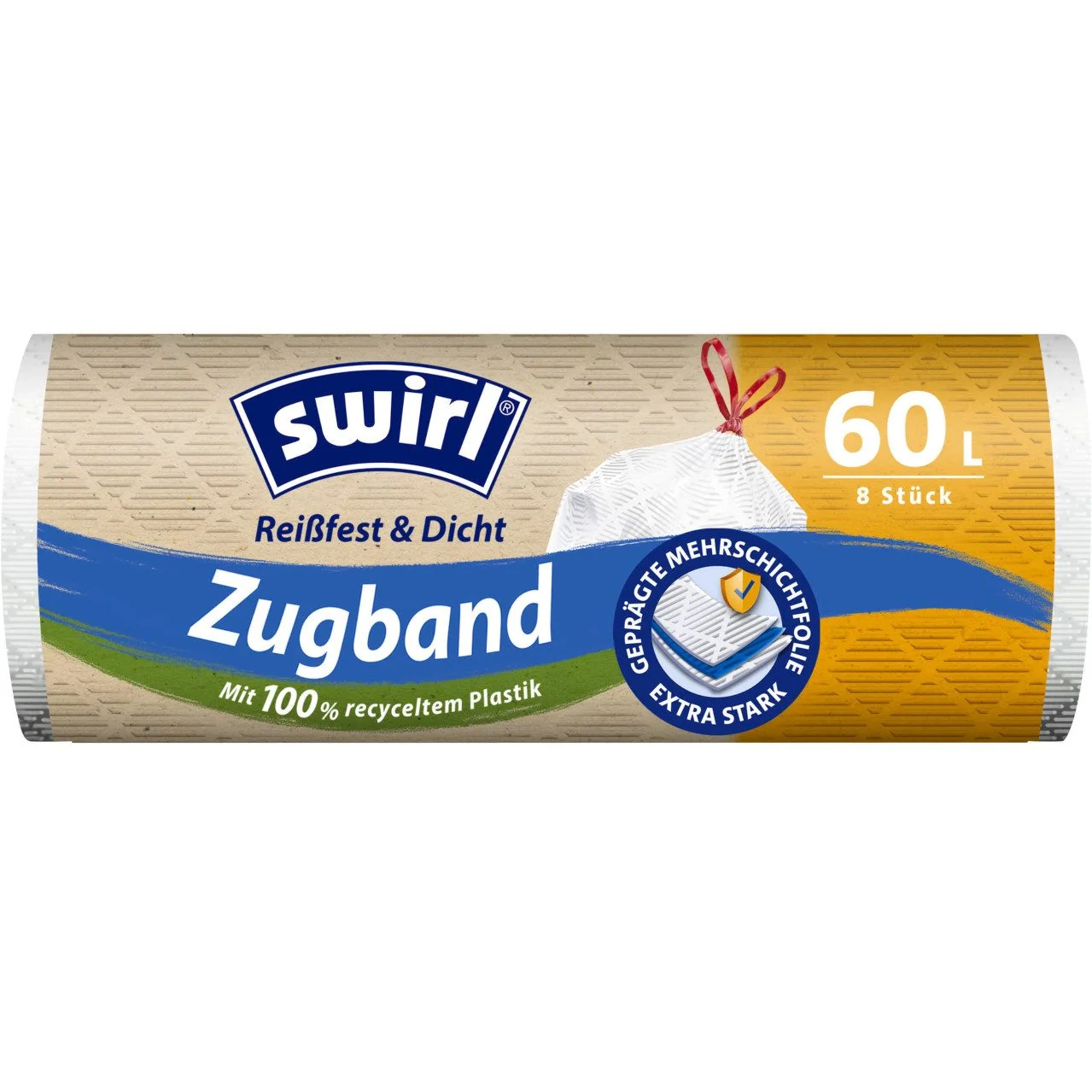 SWIRL Müllbeutel Zugband-Müllbeutel 60 l aus recyceltem Material